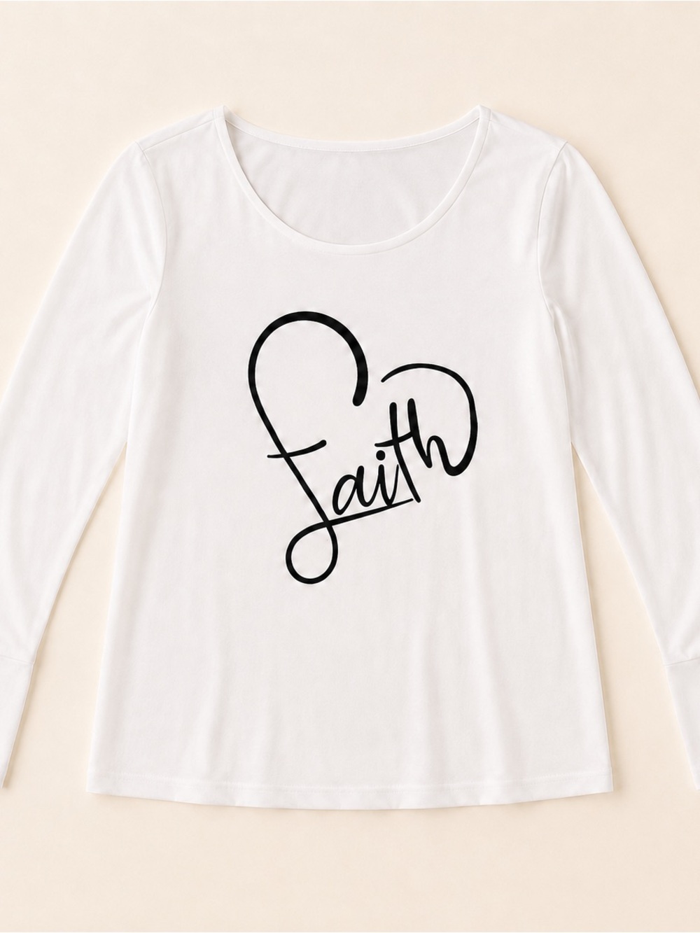 White Faith Graphic Long-Sleeve Tunic Top XL